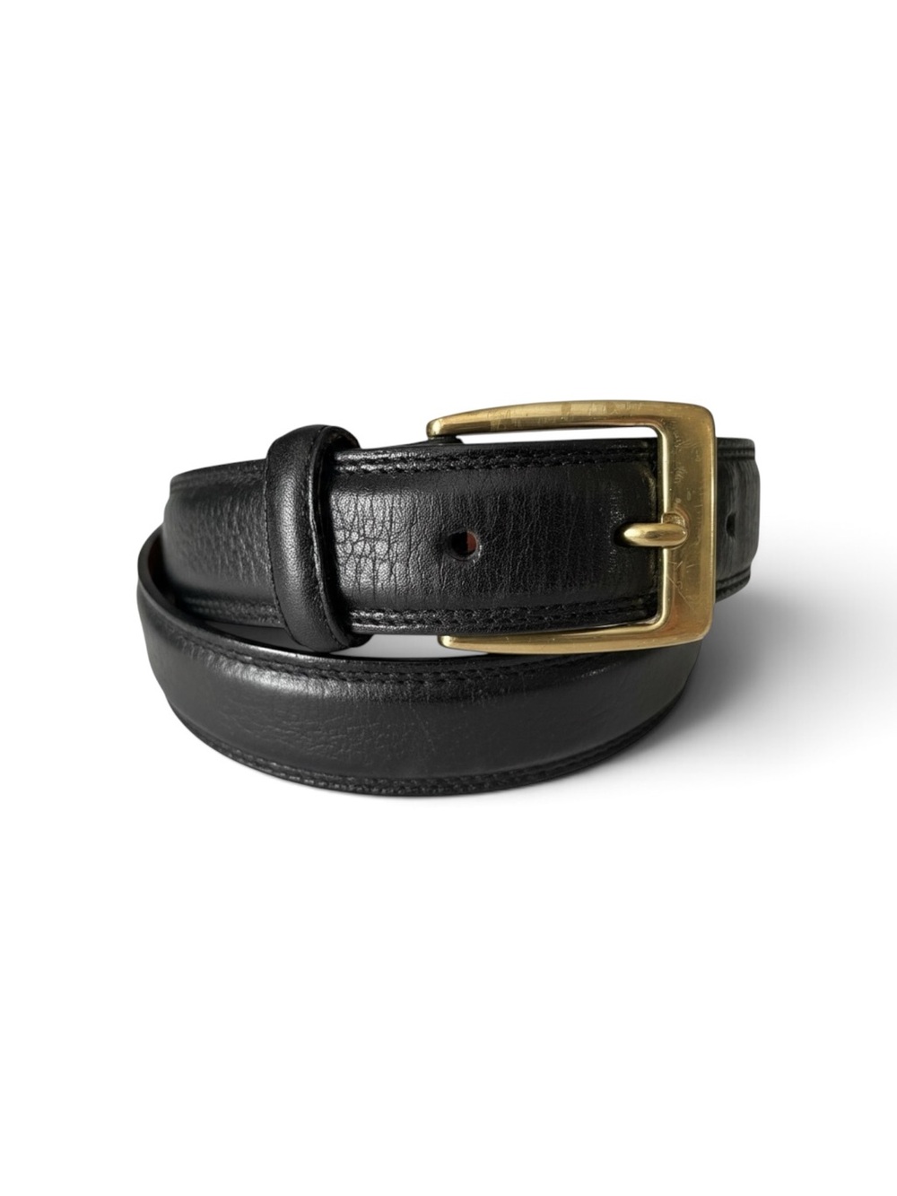 Cole Haan Mens Black Italian Leather Belt Brass Buckle Sz 46 Classic Premium